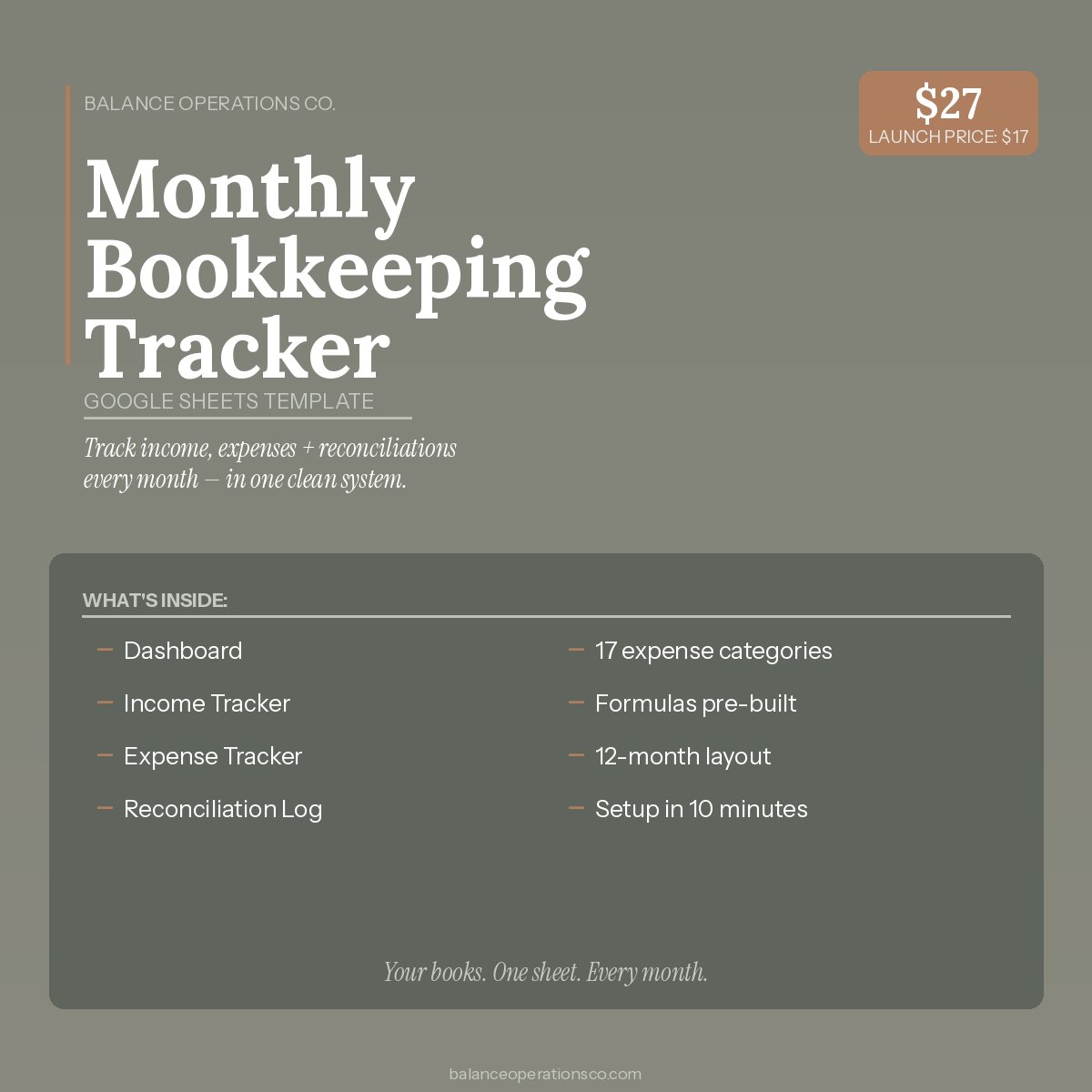 Monthly Bookkeeping Tracker